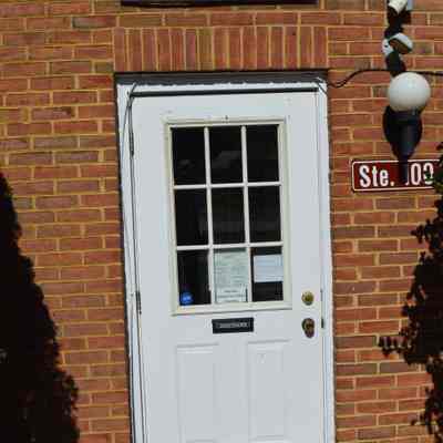 Harpers Ferry Police Station with COVID-19 pandemic sign