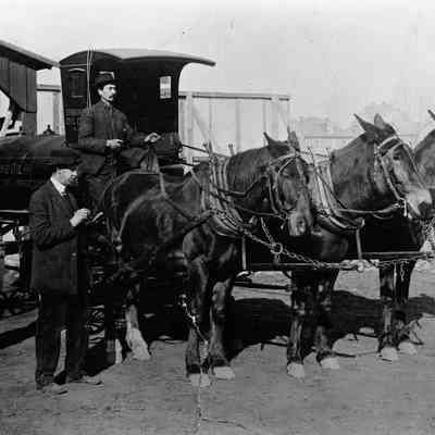 H. A. Alger with three-mule tank wagon