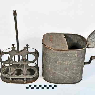 Tin boiler with handle and two lids