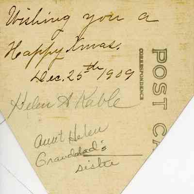 Helen A. Kable, 1909 - back of photo