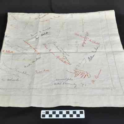 Linen "signature" cloth from the Bower