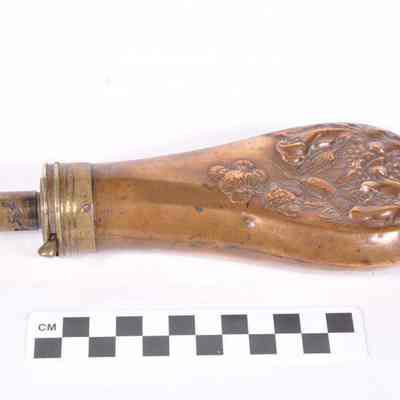 Powder flask with brass pouring spout