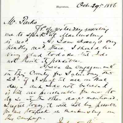 1886 letter from Henry Kyd Douglas