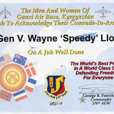 Commendation to Wayne Lloyd from staff at Ganci Air Base: Origformat: Other