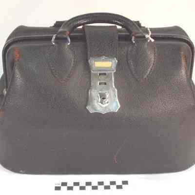 20th Century black leather medical bag
