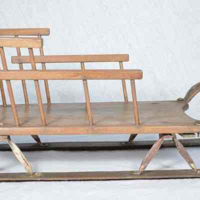 Child's wood and metal sled