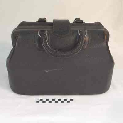 20th Century black leather medical bag