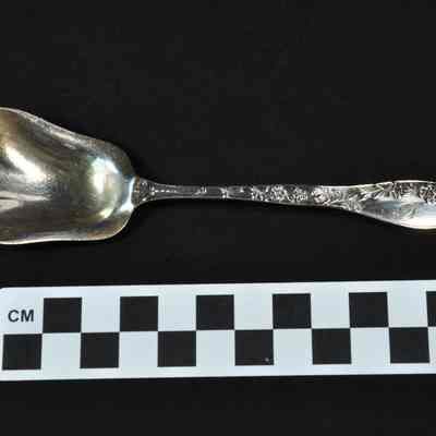 Sterling silver sugar spoon with lobed gilt bowl