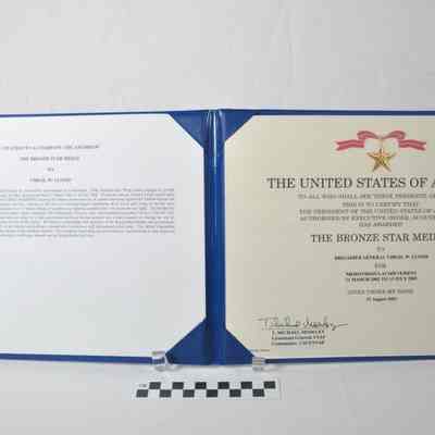 Bronze Star medal certificate