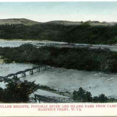 Maryland Heights, Potomac River and Island Park from Camp Hill. Harper's Ferry, W. VA.