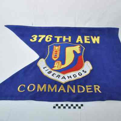 Red, white, blue, yellow gold and black guidon flag