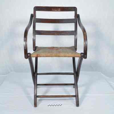 Officer's wooden folding camp chair, Civil War era