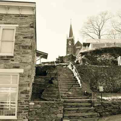 Stone steps leading to St. Peter's Catholic Church
