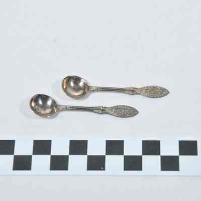Two sugar spoons with round bowls