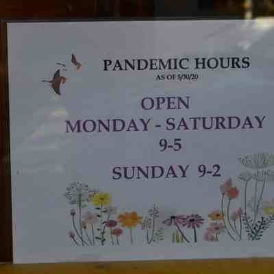 Shepherdstown Sweet Shop Bakery COVID-19 pandemic sign