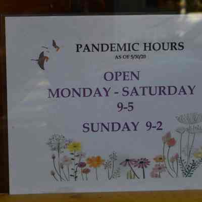 Pandemic sign at Shepherdstown Sweet Shop Bakery