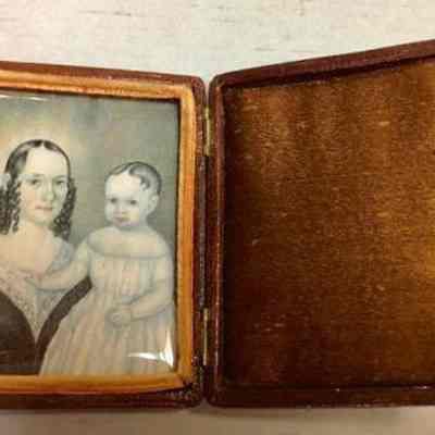 Miniature portrait of woman and child