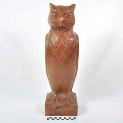Wood carving of owl