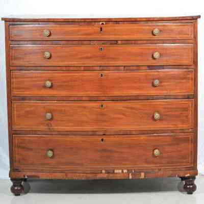 Pine chest with mahogany veneer