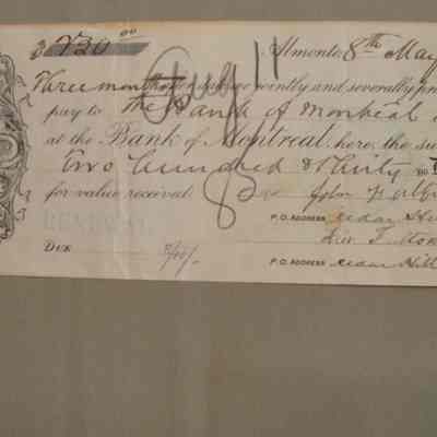 Receipt from the Bank of Montreal