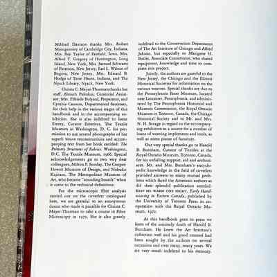 Coverlets: A Handbook on the Collection of Woven Coverlets - Acknowledgements: Acknowledgements page that thanks the Burnham's for sharing their knowledge about coverlets with the authors of this book.