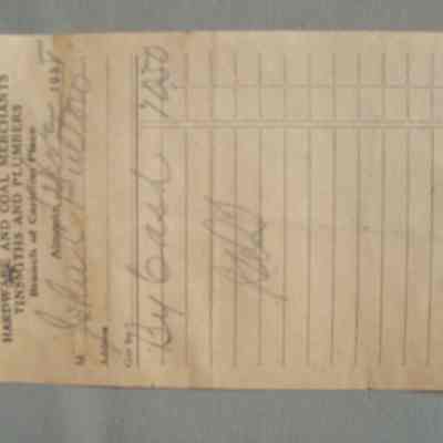 Taylor Hardwares Limited receipt for John C. Fulton