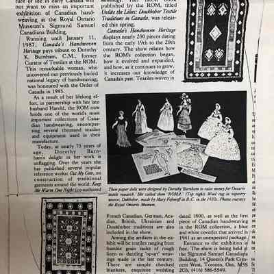 Clipping: "Exhibition Celebrates Canada's Handwoven Heritage"