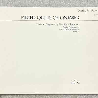 Pieced Quilts of Ontario - Table of Contents