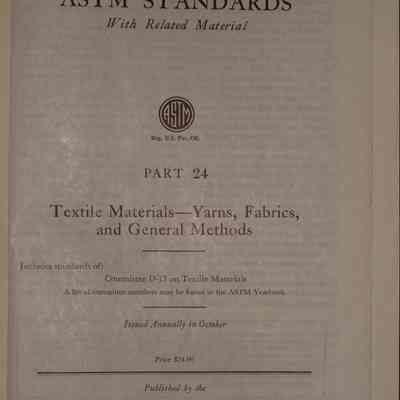 1969 book of ASTM standards : Part 24: Textile materials-yarns, fabrics, and general methods.