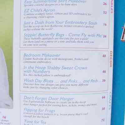 Designs in Machine Embroidery Volume 63, July August 2010 Index