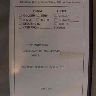 "Ontario Wool" : (Department of Agriculture) (mute).