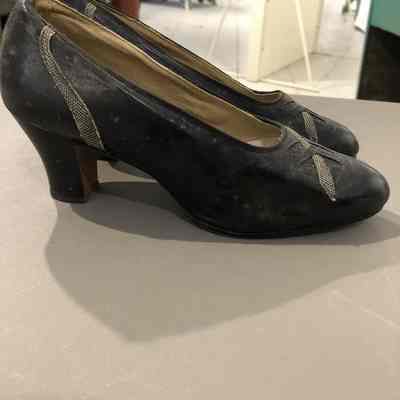 Black leather high heels