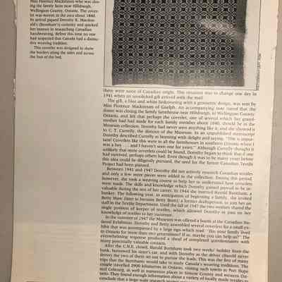 Clipping: “Dorothy Burnham: Discovering Canada’s Handwoven Heritage”