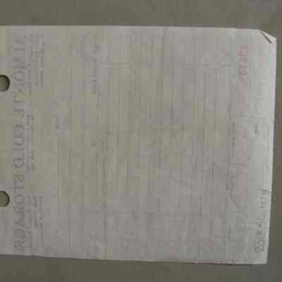 Almonte Cold Storage receipt for Len Fulton