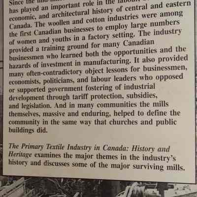 The primary textile industry in Canada history and heritage / A.B. McCullough.