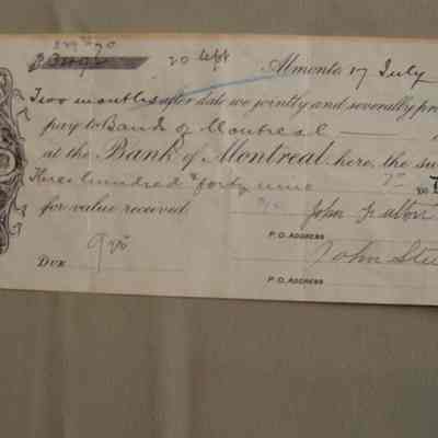 Receipt from the Bank of Montreal