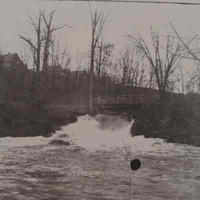 black and white photo- river and bridge