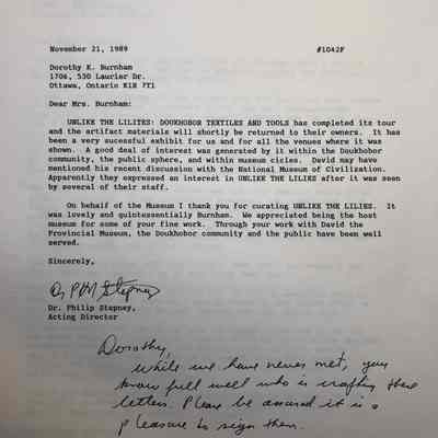 Letter from Dr Philip Stepney to Dorothy Burnham
