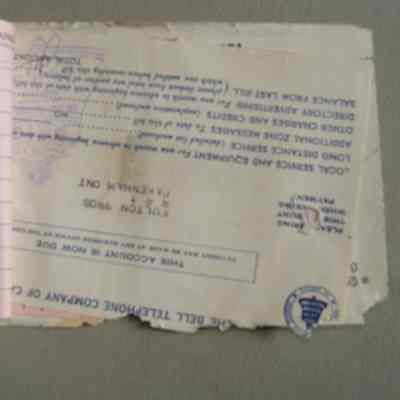 Bell Telephone Company of Canada bill for Fulton Bros.