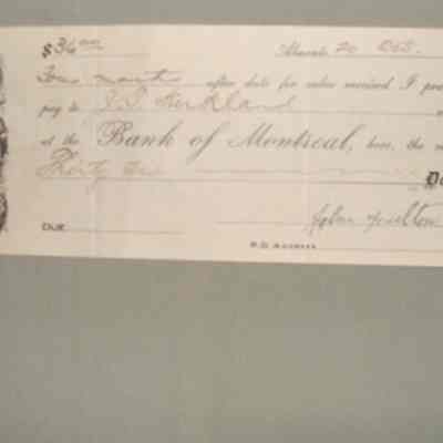 Receipt from the Bank of Montreal