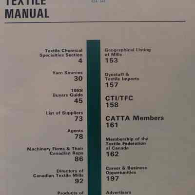 1988 Textile Manual / : Edited and Publisher Fred G. Dafoe. Canadian textile journal July 1988 issue /