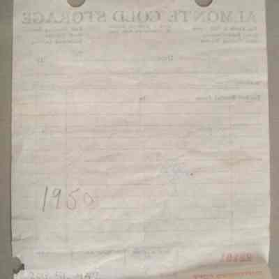 Almonte Co-operative Cold Storage receipt for Len Fulton