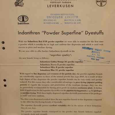 Indanthren "Powder Superfine" Dyestuffs.
