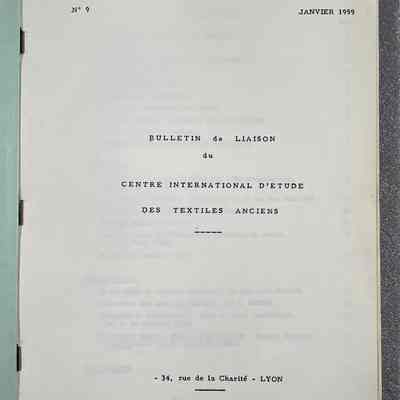 Bulletin De Liaison Du Centre International D'Étude Des Textiles Anciens - Inside Cover