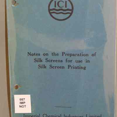 Notes on the preparation of silk screens for use in silk screen printing.