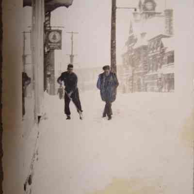 black and white photo- two men