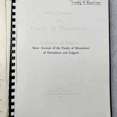 Some Account of the Family of Dennistoun of Dennistoun and Colgrain - Inside Cover Page