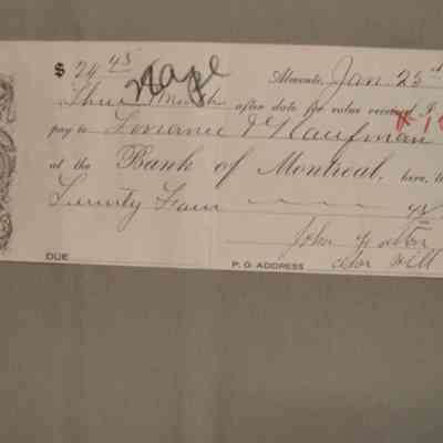 Receipt from the Bank of Montreal to John Fulton.