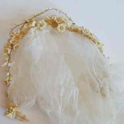 Floral band on veil