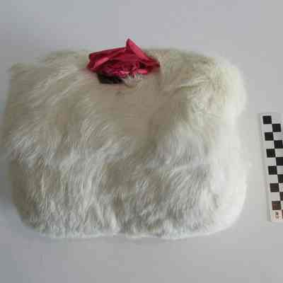 White fur muff